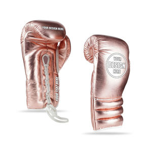 ถุงมือชกมวยระดับพรีเมียมหนัง PU สีโรสโกลด์แบบเต็มนิ้ว ระบายอากาศได้ดี พร้อมเชือกผูก สำหรับโค้ชฝึกสอนนักชกมืออาชีพ - Product Image 4