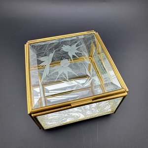 Hexagon Shape Glass Jewelry <b>Box</b> with Gold Brass Frame New Design Ring <b>Earring</b> Necklace Jewelry Storage <b>Box</b> Vanity <b>Box</b> - Product Image 2
