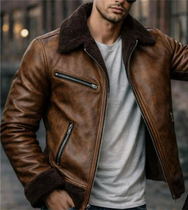 Chaqueta de Cuero Original para Hombres, Mujeres y Niños - Cuello Alto, Logotipo Frontal, Invierno, Casual, Secado Rápido y Transpirable - Product Image 1