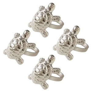 Anneau de serviette en métal argenté en forme de tortue pour la décoration de table de mariage - Product Image 4