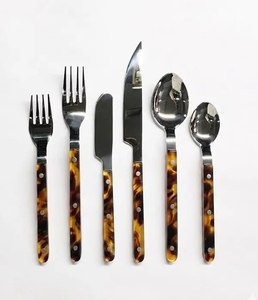 Ensemble de couverts classiques en métal avec finition miroir haute brillance et manche en résine, compatibles lave-vaisselle, pour mariage, au meilleur prix. - Product Image 2
