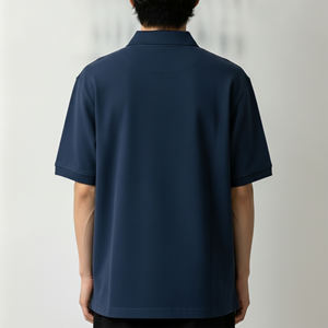Camisa de Manga Regular Azul Marino para Hombre, Corte Regular, Patrón Transpirable, Tejido de Algodón de Punto, Estilo Casual - Product Image 3