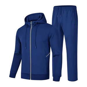 Conjunto Deportivo Unisex de Invierno, Sudadera con Capucha y Pantalones de Chándal, 2 Piezas, Sudadera con Cierre Completo, Pantalones Deportivos de Felpa Transpirable - Product Image 1