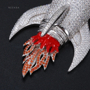 Colgante de Cohete de Moissanita - Colgante de Cohete Esmaltado Estilo Goteo de Plata 925, Joyería Streetwear Iced Out con Piedras Engastadas a Mano - Product Image 3
