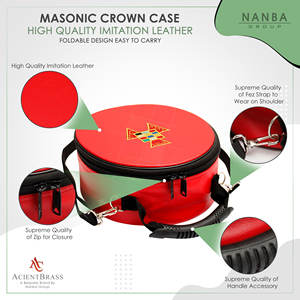 Estuche para Gorra y Corona de Alto Sacerdote Rojo, Estuche Masónico del Arco Real, Cierre de Cremallera de Cuero, Bolsa de Transporte Ligera y Suave, Personalizable - Product Image 5