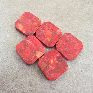 Coral rouge naturel de qualité AAA+, cabochon carré à dos plat, pierre précieuse calibrée certifiée par un tiers pour la fabrication de bijoux - Product Image 6