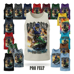 Regular Fitted Custom Embroidery Print Solid Plain Color Summer Streetwear Muscle Casual Beach Style Sleeveless T Shirts Top - Product Image 1
