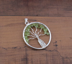 Pendentif Arbre de Vie en Citrine Naturelle Brute, Fil Plaqué Platine Fait Main Vintage, Argent Sterling 925 - Product Image 2