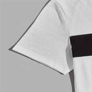 Ensemble d'été homme personnalisé avec t-shirt imprimé lettres color block et short de sport, 100% coton et polyester, vente en gros 2024 - Product Image 3