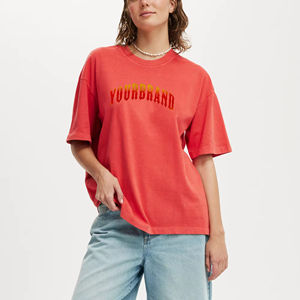 Camisetas Casuales de Alta Calidad para Mujer, Tallas Grandes, Color Sólido, Ligeras, Transpirables, de Poliéster/Algodón, al por Mayor - Product Image 1