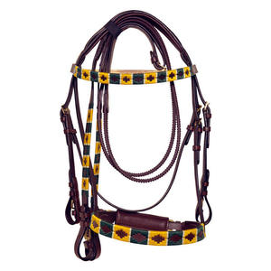 OEM ODM Personnalisé Haute Qualité Bridon et Muserolle en Cuir Polo pour Cheval avec Cristaux, Muserolle Rembourrée, Bandeau Frontal, Couleur Personnalisée pour - Product Image 1