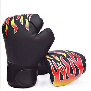 Gants de boxe en cuir bleus et jaunes à lacets pour adultes, pour l'entraînement - Product Image 4