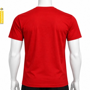 SAMAVIA Men's <b>Red</b> 100% Cotton T-<b>Shirt</b> Short Sleeve O-Neck Regular Fit Casual Solid Color Breathable Knitted Plain Dyed - Product Image 2