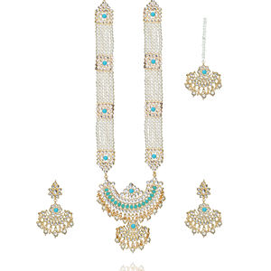 Indian Stylish Layered Pearl Rani Haar Long Kundan Necklace Jewellery Set Wedding Engagement Party Gift Antique Gold Plated - Product Image 3