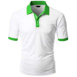 Chemise Homme Blanche Unie à Col et Poignets Jaunes, Manches Courtes, Décontractée, en Coton Tricoté, Tissu Oxford Respirant - Product Image 5