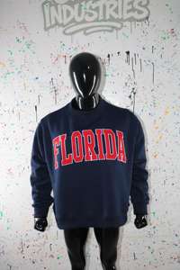 FLORIDA NAVY BLUE <b>Mock</b> <b>Neck</b> Sweatshirt 100% RED Applique Embroidery wide <b>neck</b> Sweatshirt Finer Threads - Product Image 2