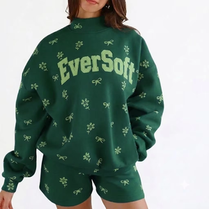 Sudadera de Mujer Oversize de Felpa Sólida con Mezcla de Algodón, Manga Larga, Cuello Simulado, Ajuste Cómodo y Relajado, Moda Casual para el Día a Día - Product Image 4