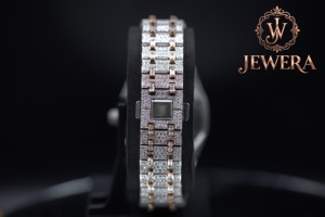 Reloj de Lujo Mossinate de Acero Inoxidable Plateado de Calidad de Exportación, Resistente al Agua, con Diamantes Genuinos - Product Image 3