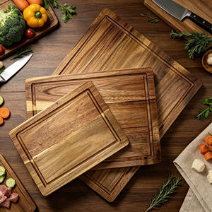 Ensemble de 3 planches à découper en bambou - Grandes planches à découper écologiques antidérapantes avec rainure pour les jus, pour la préparation et le service en cuisine - Product Image 6