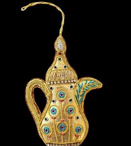 Dallah arabe islamique Zari suspendue, ornement brodé à la main Zardozi perlé, décoration festive Ramadan Aïd, vente en gros - Product Image 4