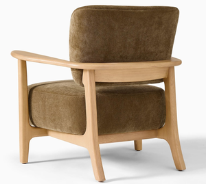 Fauteuil de salon moderne rembourré, fauteuil en bois, structure en bois massif, siège lounge pour meubles de maison - Product Image 4