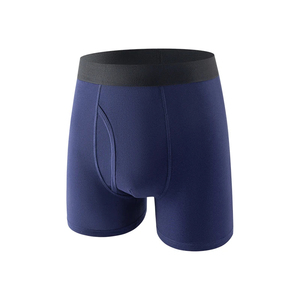 Calzoncillos bóxer sin costuras de cintura media para hombre, de spandex, transpirables, de punto, de secado rápido, con logo digital impreso en la cintura, lisos, para uso diario. - Product Image 4