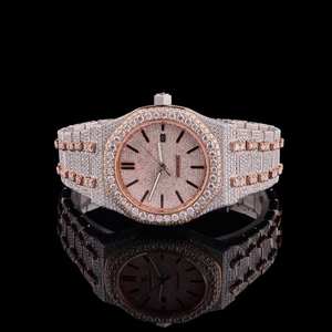 Montre de luxe à mouvement à quartz, sertie de diamants Moissanite de qualité export, en or rose, style Hip-Hip, étanche 3 ATM, par Black Ocean Jewels - Product Image 5