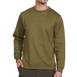 Sweat-shirt à col rond pour homme, vert olive, coupe classique, tricoté, style décontracté, couleur unie, manches longues - Product Image 5