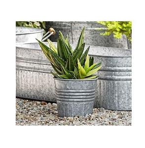 Jardinière en acier galvanisé, pot à fleurs en métal côtelé, bac de jardin rustique pour la décoration de la maison et du patio - Product Image 1