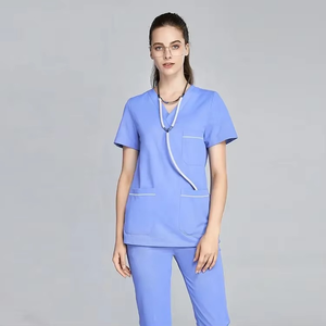 Uniforme Médico Rosa Premium Personalizable, Uniforme de Enfermera de Hospital, Blusa con Cuello en V, Pantalones Cargo, Ropa de Trabajo para Médicos y Enfermeras, Ropa Clínica - Product Image 6