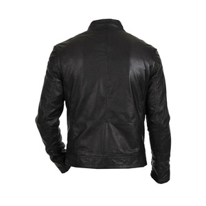 Classic Black Genuine Sheepskin <b>Leather</b> Biker <b>Jacket</b> <b>Men</b> Motorcycle <b>Jacket</b> - Product Image 2