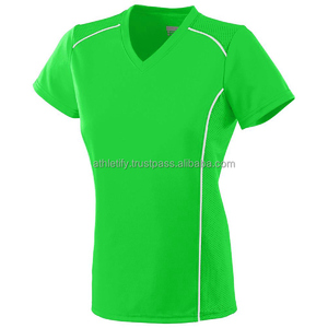 Maillot de foot féminin de haute qualité, respirant, écologique, durable, séchage rapide, col en V, manches courtes, personnalisable - Product Image 3