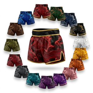 Shorts de Muay Thai à motif imprimé par sublimation sur toute la surface, style personnalisé, dernière tendance, pour entraînement de kick-boxing, sport de combat, shorts thaïlandais - Product Image 1