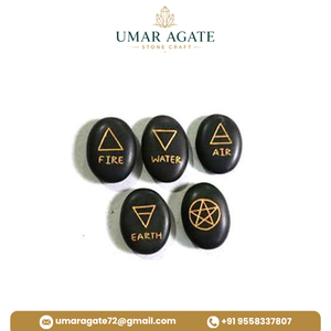 Ensemble de Pierres Naturelles en Agate Gravées avec 4 Symboles des Archanges, Faits à la Main, Durables, pour la Guérison Reiki et la Remerciement - Product Image 3
