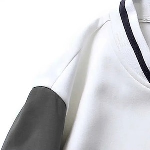 Men's White Gray Varsity <b>Jacket</b> With Letter A Patch And 07 Sleeve Design Preppy Style Autumn Wear - Product Image 2