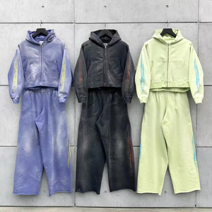 Ensemble de survêtement à capuche noir Joger Block, fermeture éclair intégrale, streetwear, respirant, sans couture, écologique, unisexe, pour adultes, vêtements d'automne - Product Image 5