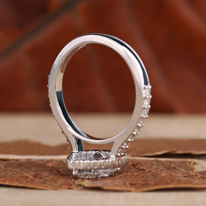 Anillo de Compromiso de Moissanita con Halo de Perlas, Anillo Nupcial de Plata con Diamantes, Anillo de Promesa de Aniversario Clásico y Elegante para Mujer - Product Image 3