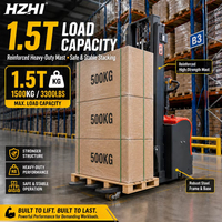 Fabricant chinois HZHI, gerbeur électrique à double levage de 1,5 tonne et 2,5 m avec châssis renforcé