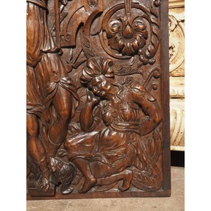 Panneau mural rectangulaire en teck traditionnel sculpté à la main Aqdus Saleem avec relief de Bouddha |   Art en gros - Product Image 1