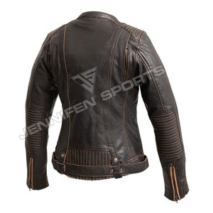 Autumn Trendy Fashion Brown Crop Leather <b>Jacket</b> Women Zipper Cropped Motorcycle <b>Racing</b> <b>Jacket</b> - Product Image 2