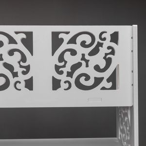 Scarpiera Bianca a Cinque Ripiani con Design Intagliato in Legno e Pannelli in Plastica - Product Image 6