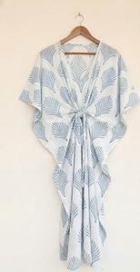 Kaftan en coton imprimé à la main pour femme, style bohème, tenue de plage, robe d'été ample, kaftan indien fait main - Product Image 5