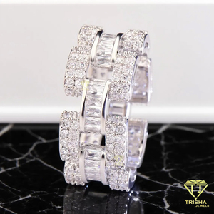 Bracelet de luxe à maillons épais avec diamants Moissanite taille baguette, entièrement serti, style Hip Hop Rapper - Product Image 5