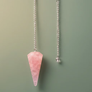 Péndulo de Cuarzo de Color Rosa de Aspecto Lujoso, Pulido, en Forma de Lápiz, Cadena Plateada, Artesanía Feng Shui de Primera Calidad - Product Image 2