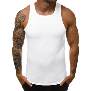 Custom Logo Men's Sporty Fitness Gym Tank Tops 100% Polyester Quick Dry Breathable 0-neck Cutout for Running Plus Size Custom - Product Image 2