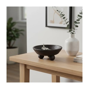 Decorative Handmade Wooden Decorative Bowl With Ball Feet Minimalist Style Home <b>Decor</b> Item for Home Decoration - Product Image 2