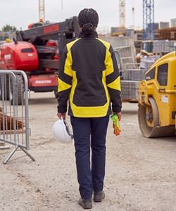 100% Polyester Reflective Safety <b>Jacket</b> Warm Windproof Workwear Construction <b>Jackets</b> Women Stand Collar Zip Up Safety <b>Jacket</b> Top - Product Image 2