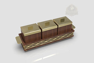 Juego de recipientes de madera de lujo, 3 piezas, recipientes de almacenamiento para cocina, ecológicos, diseño premium Palestina, tapa dorada decorativa - Product Image 6