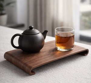 Walnut Wooden Tea Tray Simple Curved Tea Board <b>Small</b> Tea <b>Table</b> Decorative Wooden <b>Drink</b> Tray Handmade Coffee Serving Board - Product Image 1