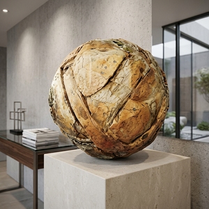 Sculpture sphérique en bois artisanale Ball Rock, moderne, de haute qualité, pour mariage, décoration de table ou de sol, œuvre d'art décorative, accent de décoration intérieure - Product Image 3